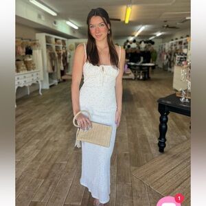 White floral dress with open back